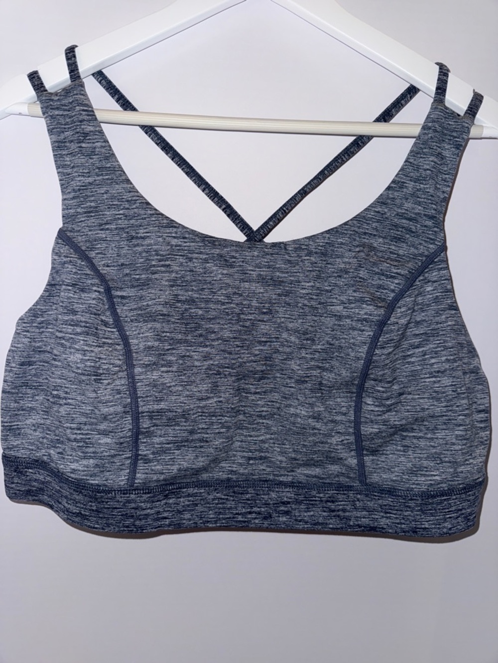 torrid Heathered Navy-Gray Seamless Strappy Sports Bralette